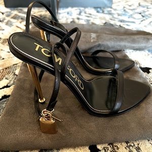 Tom Ford Lock Metallic Stiletto Sandals